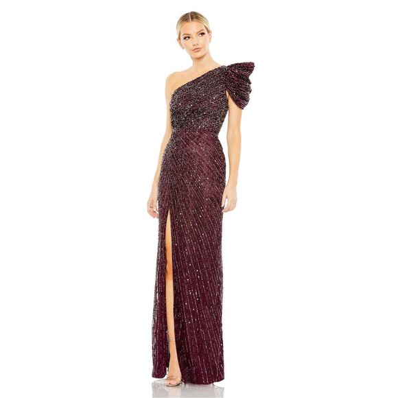 MAC DUGGAL EMBELLISHED PUFF ONE SHOULDER GOWN - Picture 1 of 12